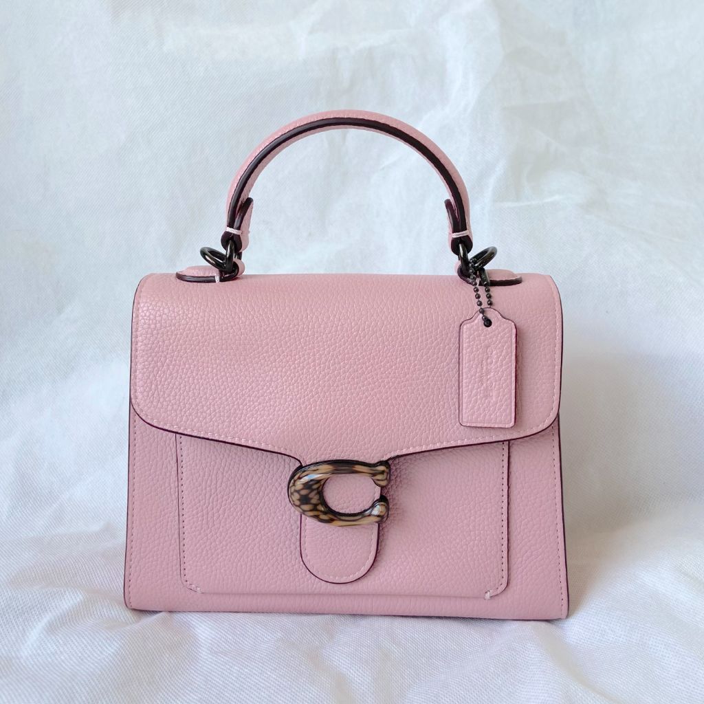 Coach C-logo Plaque Leather Tote Bag In Pink - BOPF | Business of Preloved Fashion