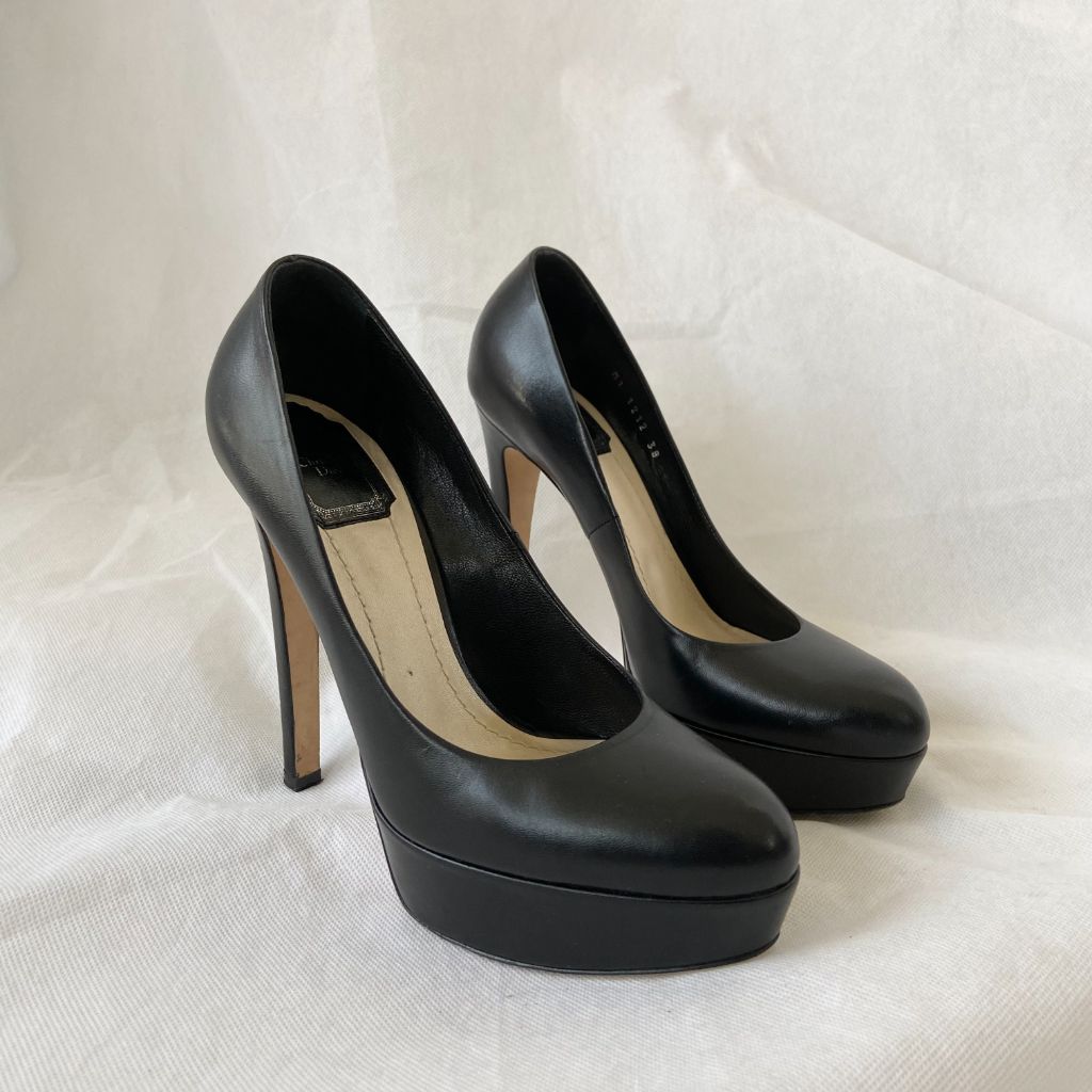 Dior black leather almond toe platform pumps, 38 - BOPF | Business of Preloved Fashion