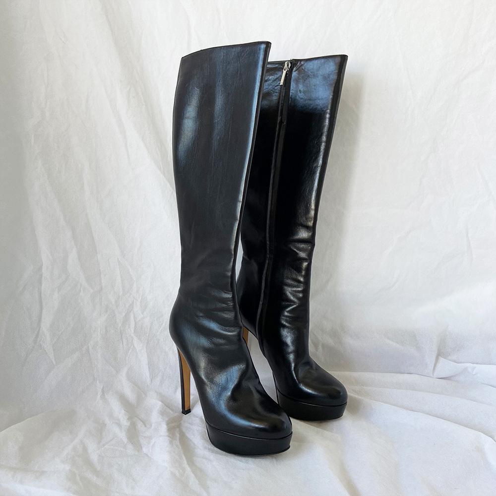Dior Black Leather Knee High Boots, 37.5 - BOPF | Business of Preloved Fashion