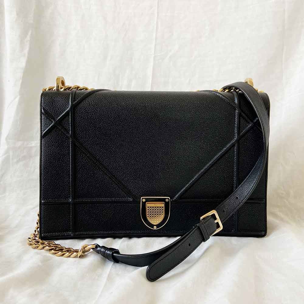 Dior Black Leather Large Diorama Flap Shoulder Bag - BOPF | Business of Preloved Fashion