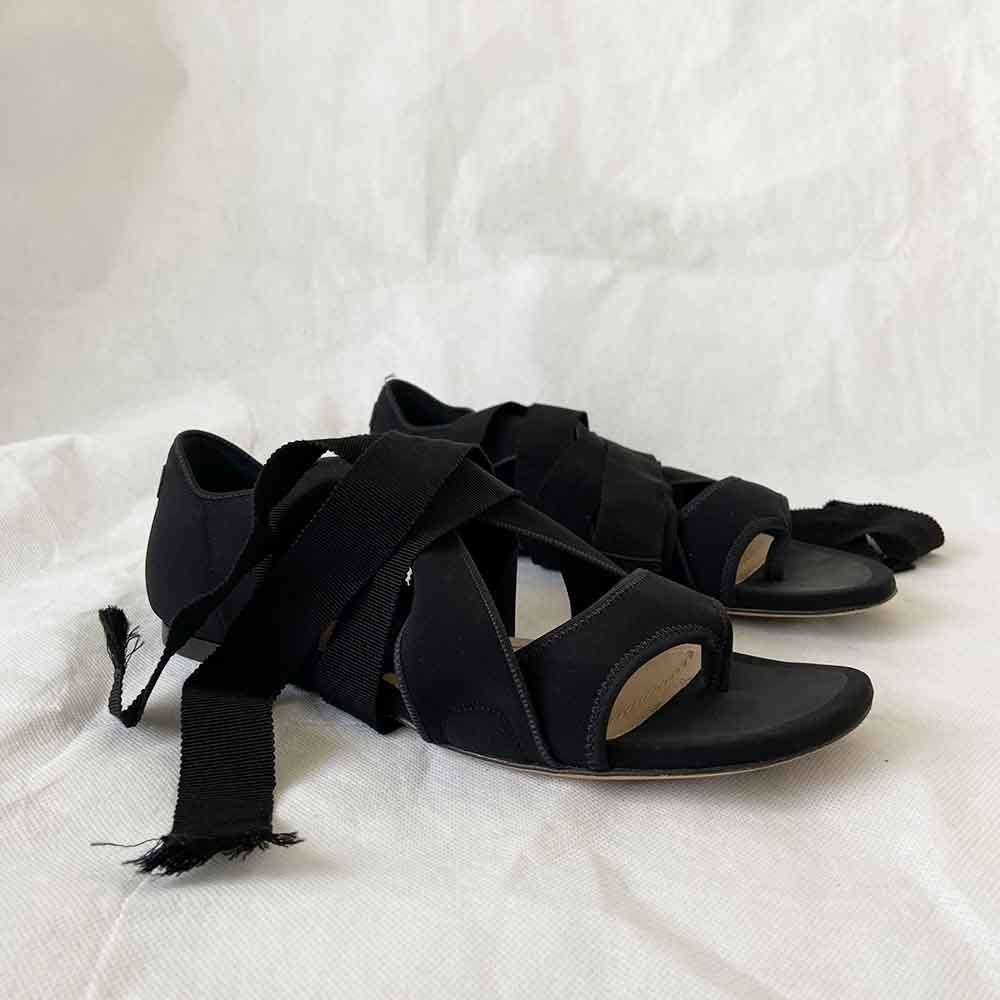 Dior black open toe ribbon lace up flats, 37, 37 - BOPF | Business of Preloved Fashion