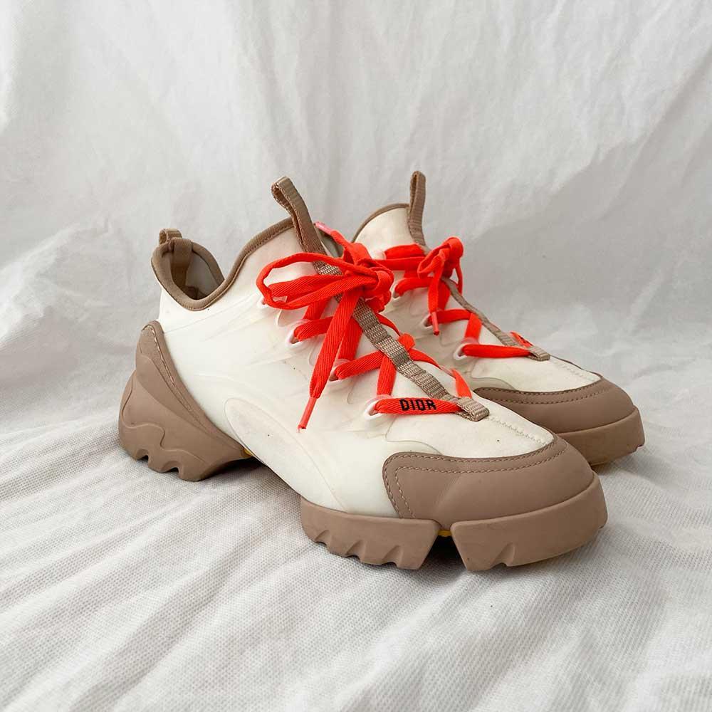 Dior Cream/ Beige Rubber and Leather D-Connect Sneakers, 37 - BOPF | Business of Preloved Fashion