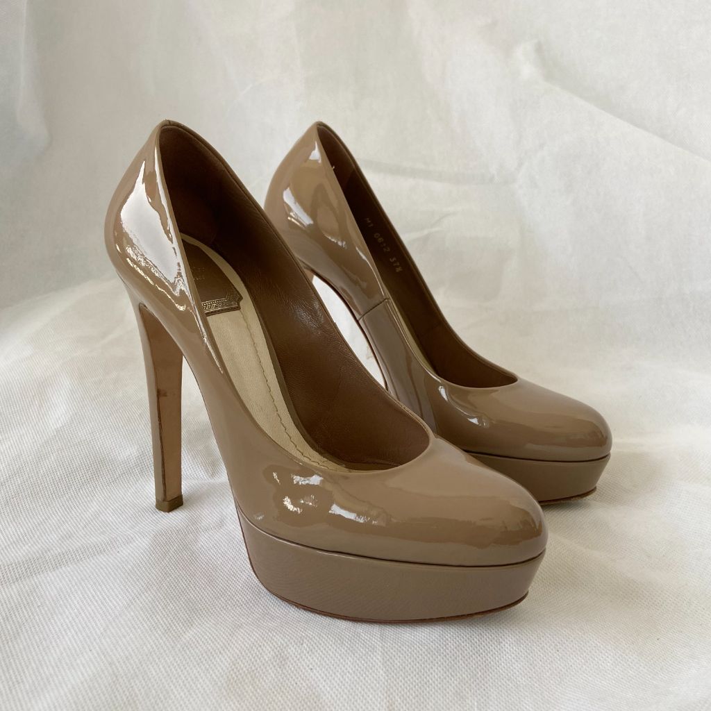 Dior taupe leather round toe platform pumps , 37.5 - BOPF | Business of Preloved Fashion