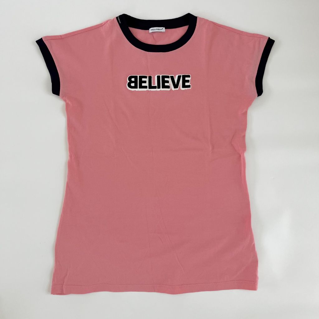 Dolce & Gabbana Pink 'Believe' Printed T-shirt - BOPF | Business of Preloved Fashion