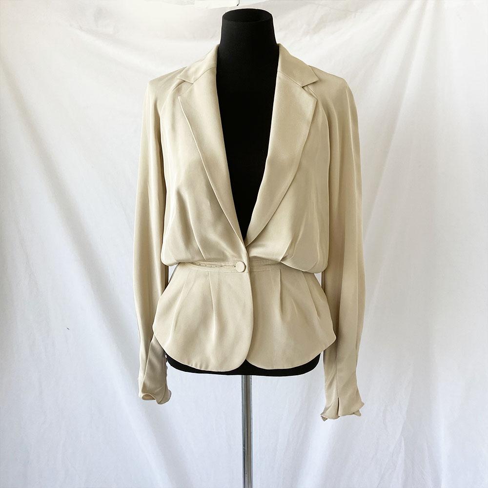 Elizabeth & James Beige Silk pleated detail blazer - BOPF | Business of Preloved Fashion