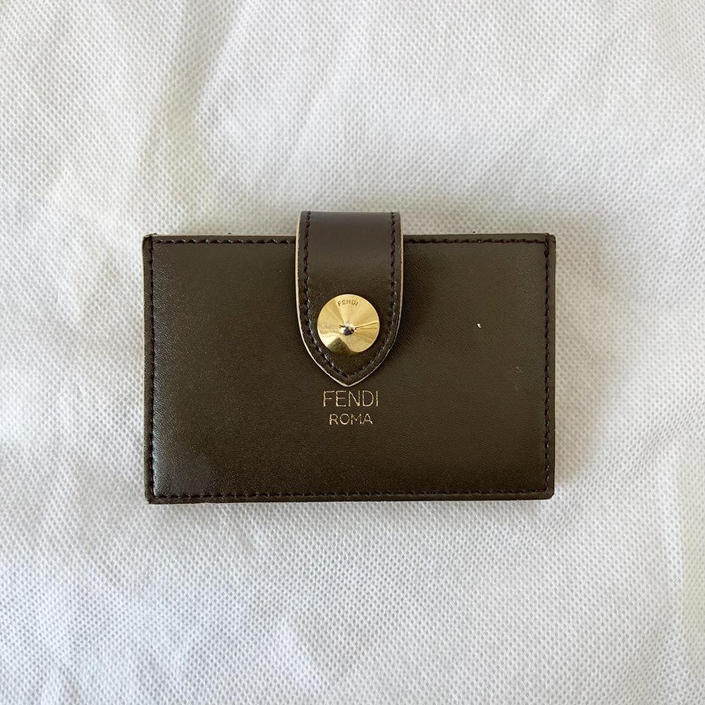 Fendi Dark Green Leather Compact Wallet - BOPF | Business of Preloved Fashion