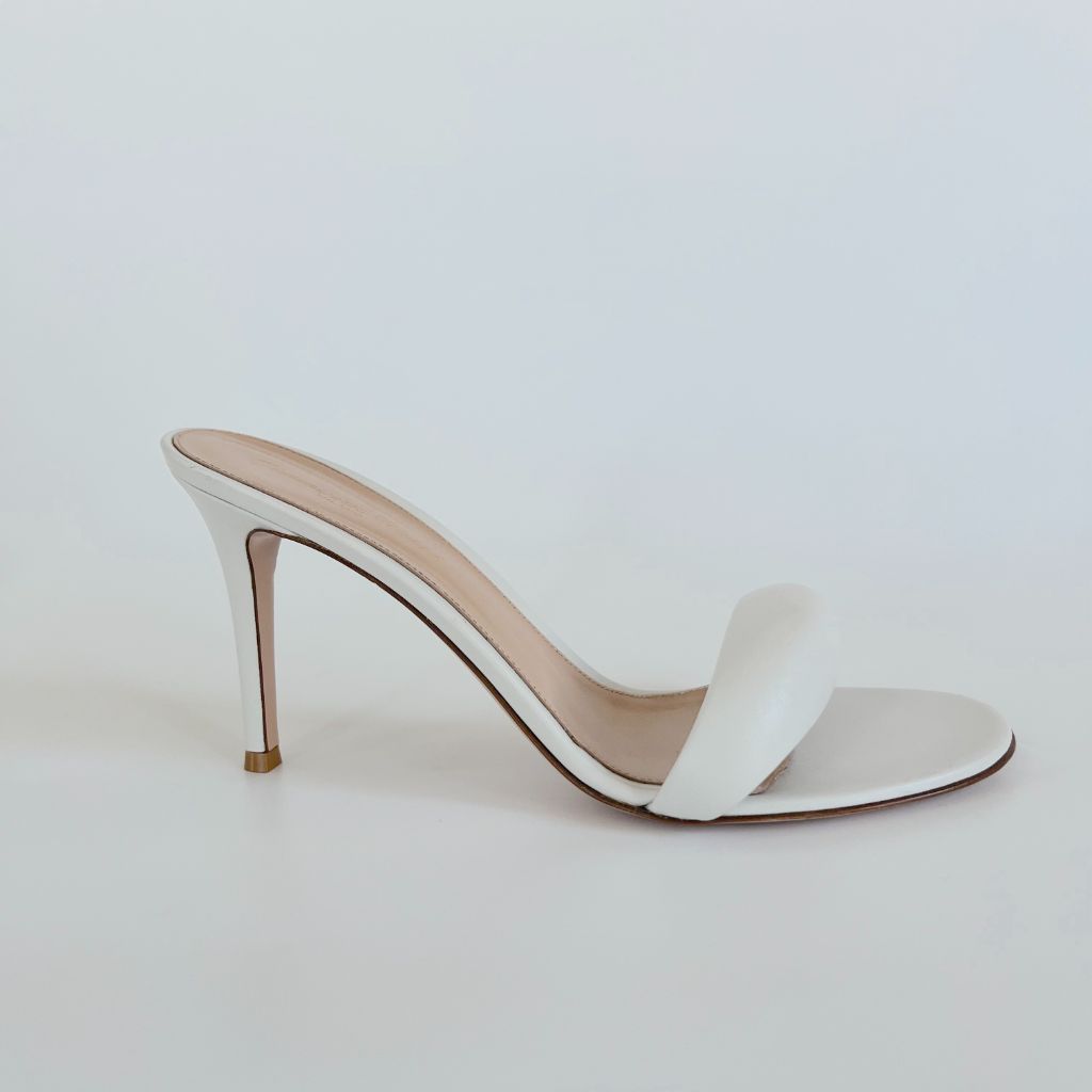 Gianvito Rossi Natural Bijoux 85 Leather Mules, 39.5 - BOPF | Business of Preloved Fashion