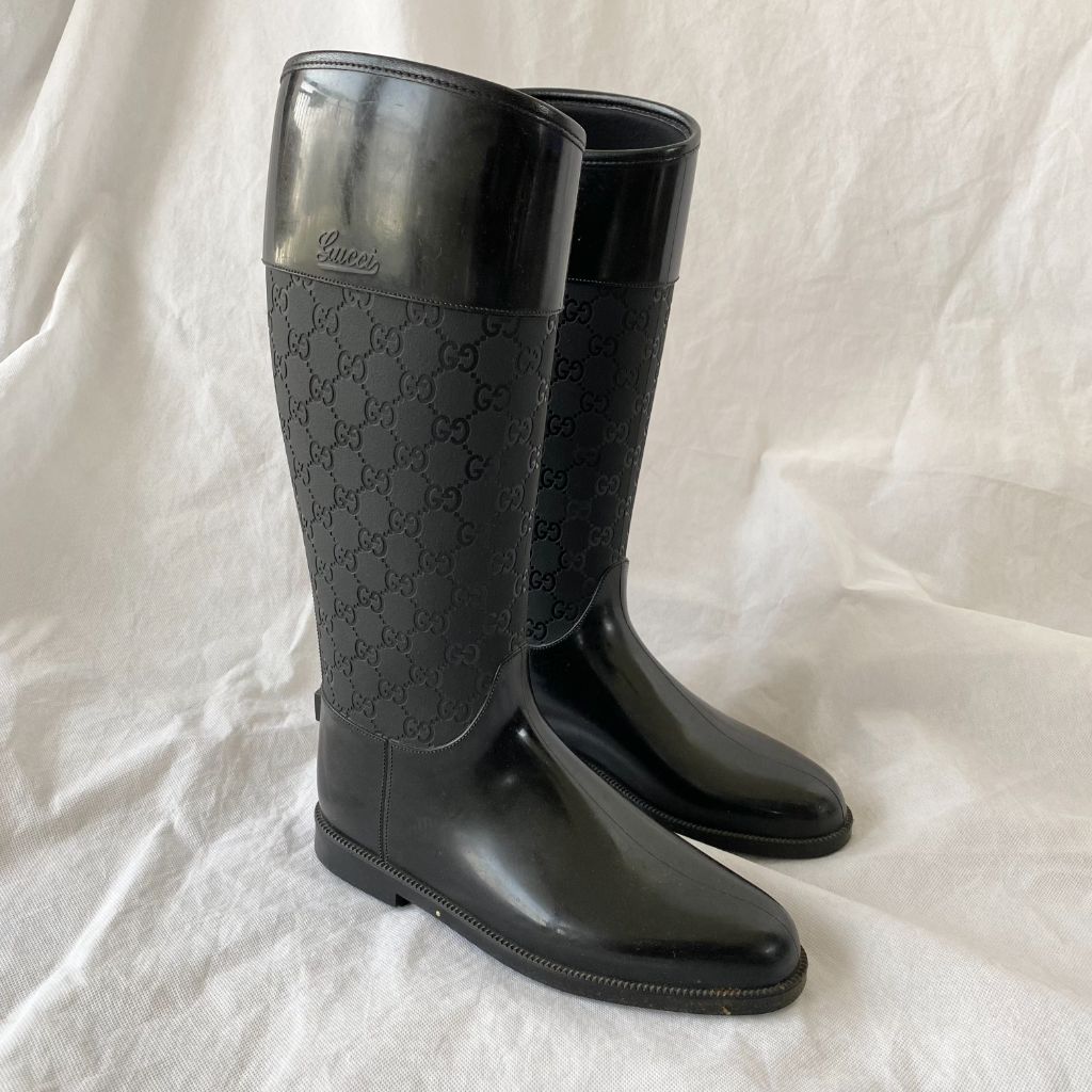 Gucci Guccissima Rain black knee high boots, 38 - BOPF | Business of Preloved Fashion