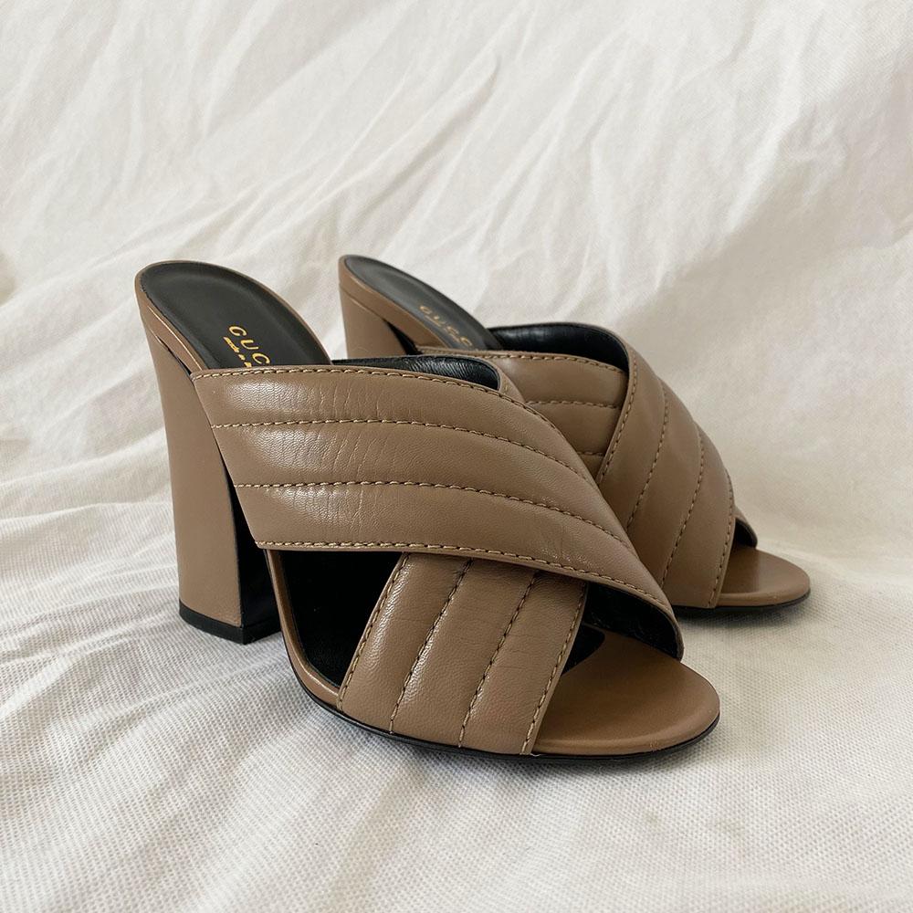 Gucci tan criss-cross leather sylvie mules, 37 - BOPF | Business of Preloved Fashion