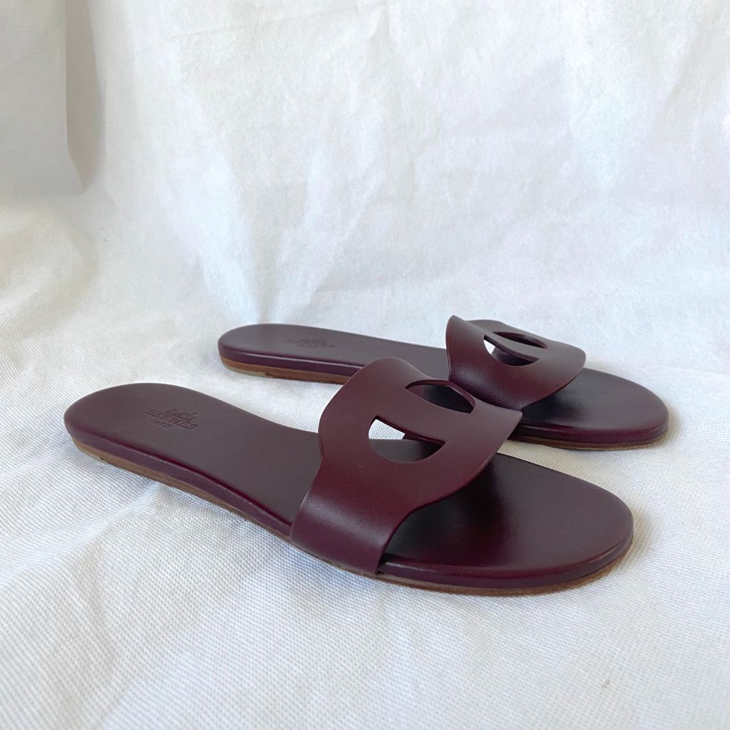 Hermes burgundy Lisboa flats, 37 - BOPF | Business of Preloved Fashion