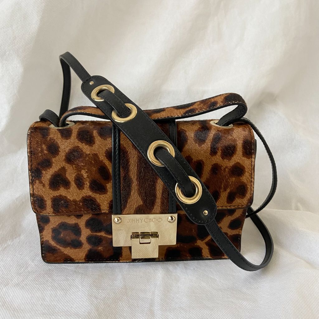 Jimmy Choo leopard print pony hair flap bag - BOPF | Business of Preloved Fashion