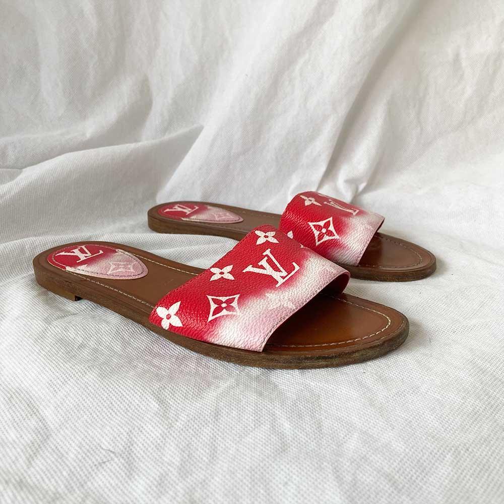 Louis Vuitton Monogram Escale Lock It Flat Mule Rouge, 37.5 - BOPF | Business of Preloved Fashion