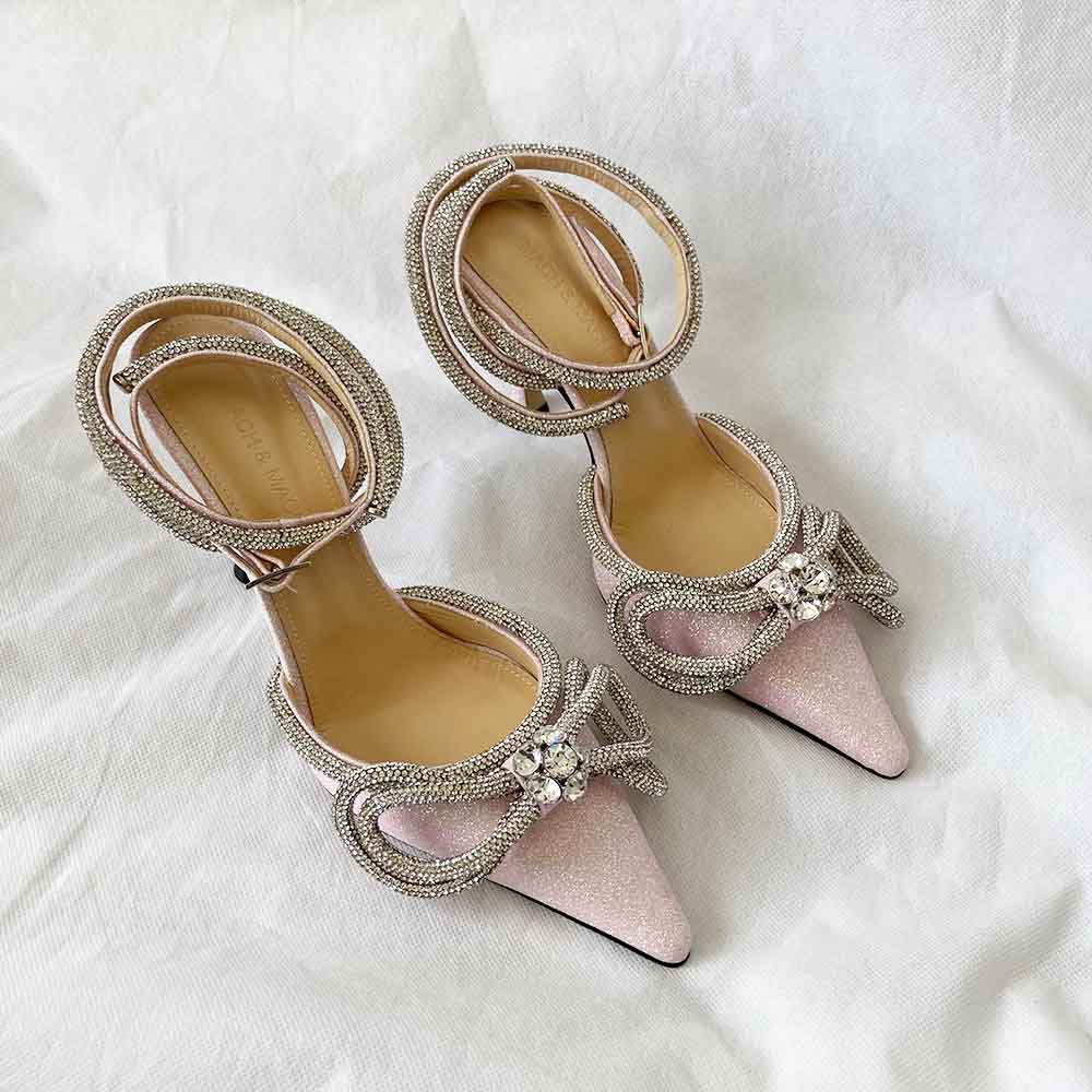 Mach & Mach 100MM Double Bow Glittered Pumps, 37.5 - BOPF | Business of Preloved Fashion