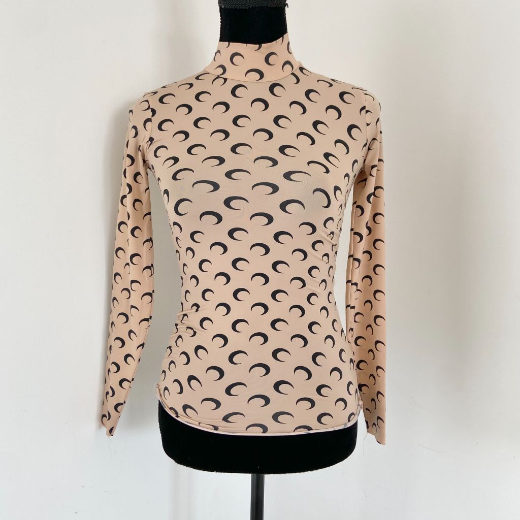 Marine Serre half-moon shape Printed stretch-jersey top - BOPF | Business of Preloved Fashion