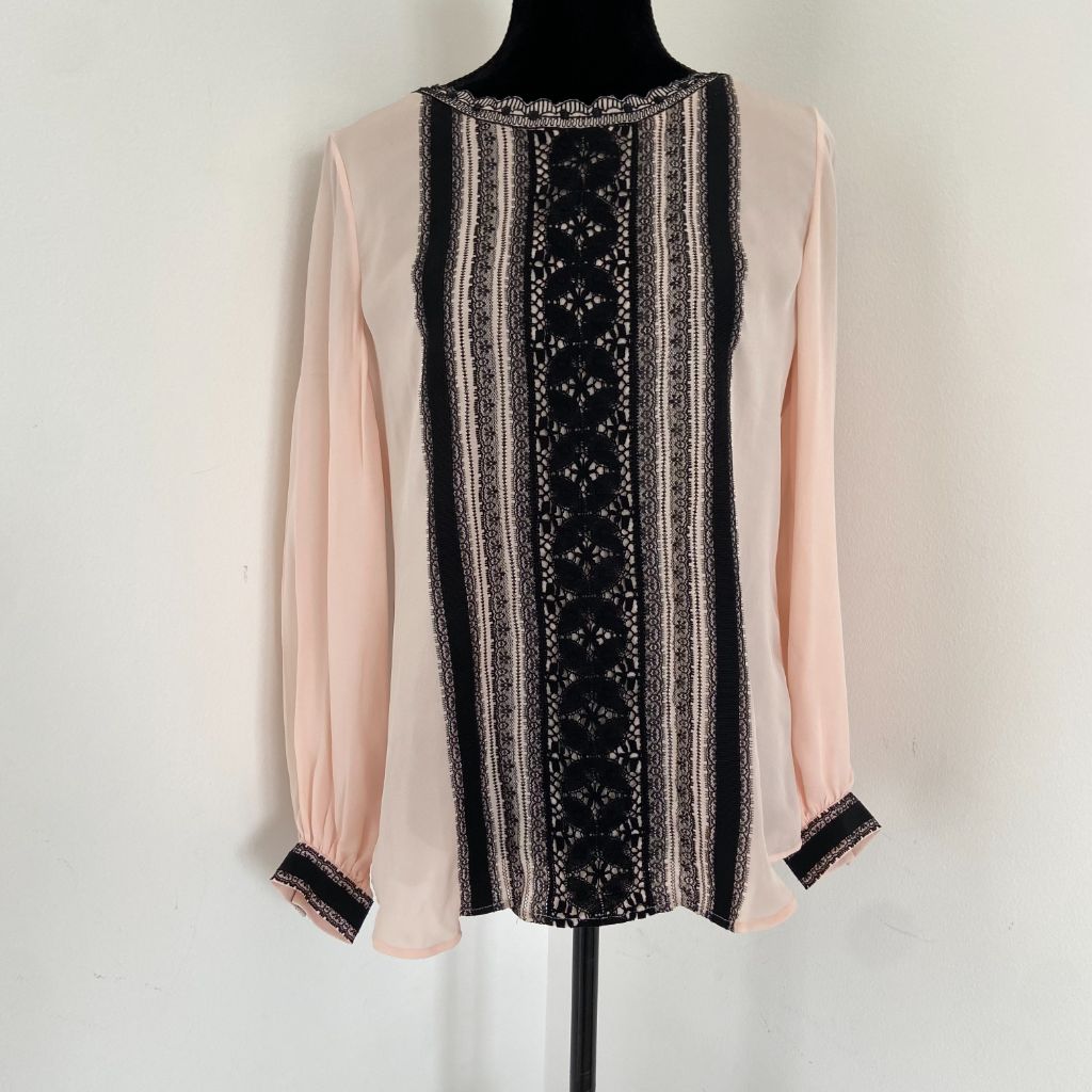 Oscar De La Renta black and pink embroidered blouse - BOPF | Business of Preloved Fashion