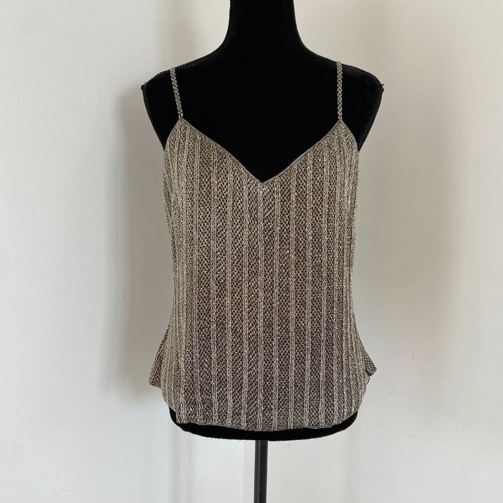 Ralph Lauren heavily silver/black beaded camisole top - BOPF | Business of Preloved Fashion