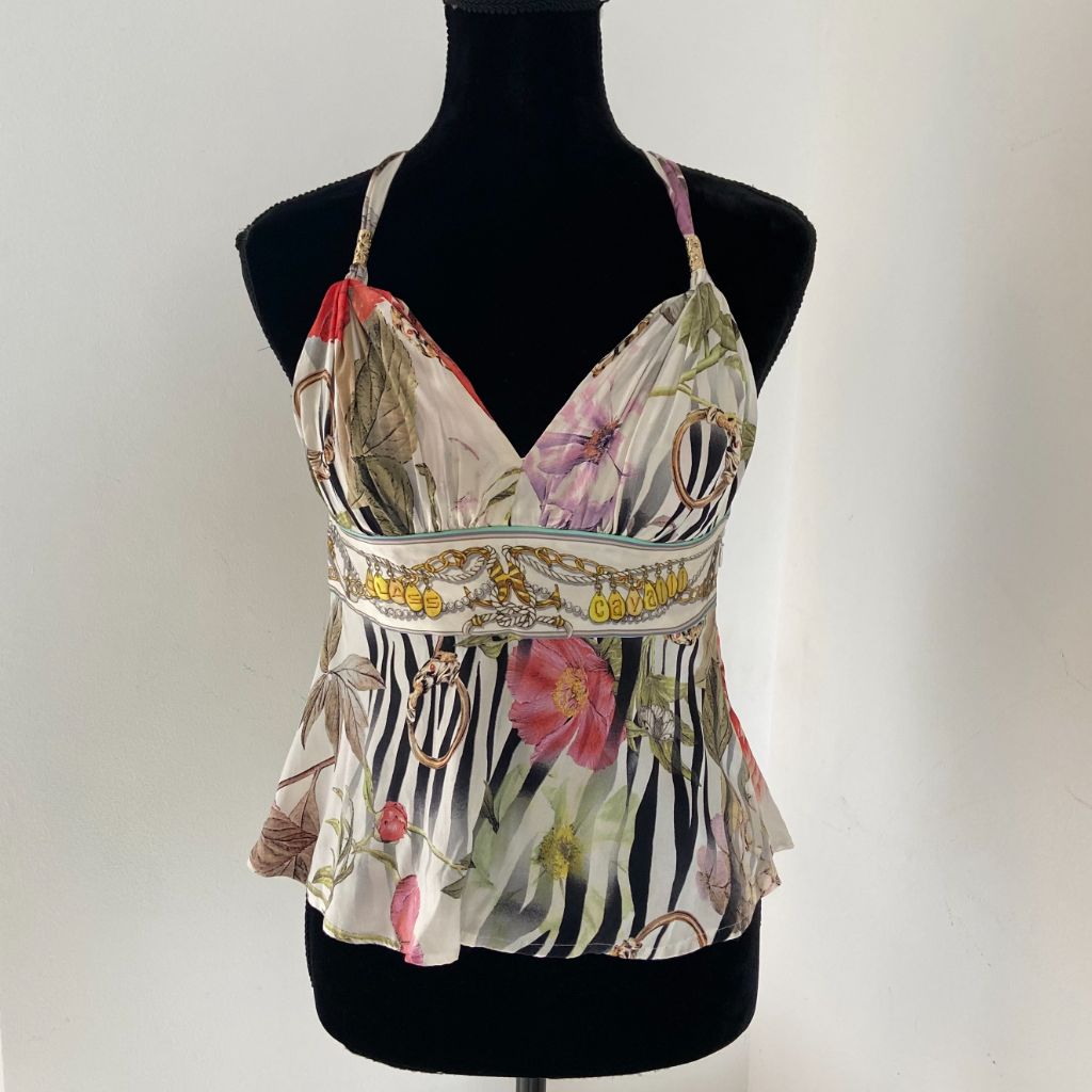 Roberto Cavalli silk printed strappy top - BOPF | Business of Preloved Fashion