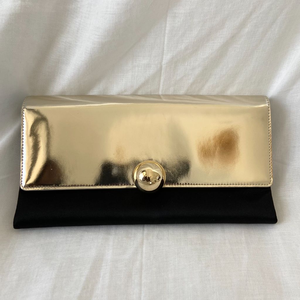 Roger Vivier gold and black satin flap clutch - BOPF | Business of Preloved Fashion