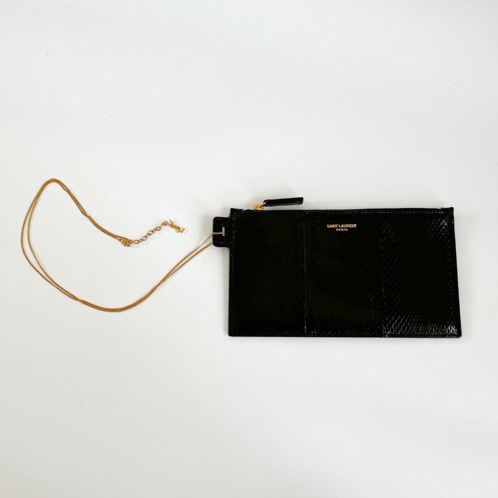Saint Laurent Black Python Pouch - BOPF | Business of Preloved Fashion