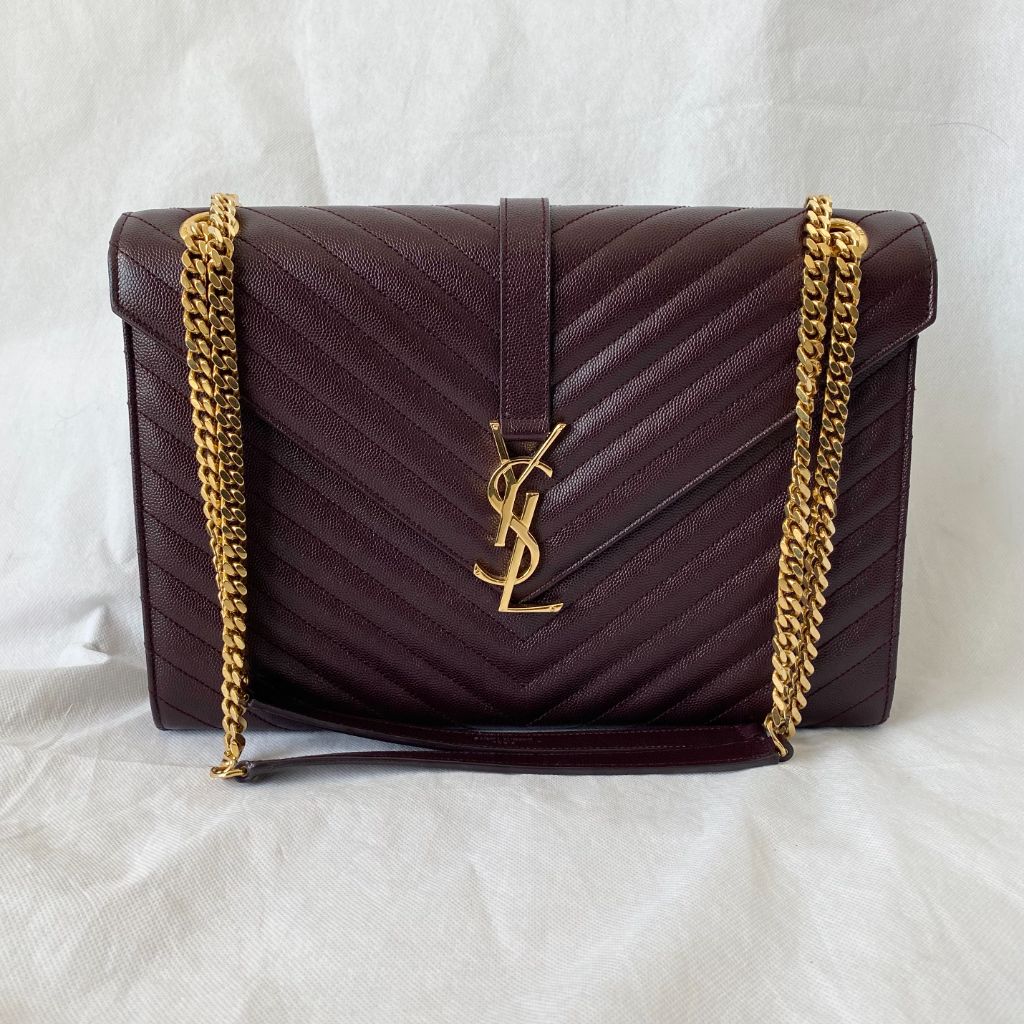 Saint Laurent Burgundy Matelasse Large Cassandre Flap Bag - BOPF | Business of Preloved Fashion