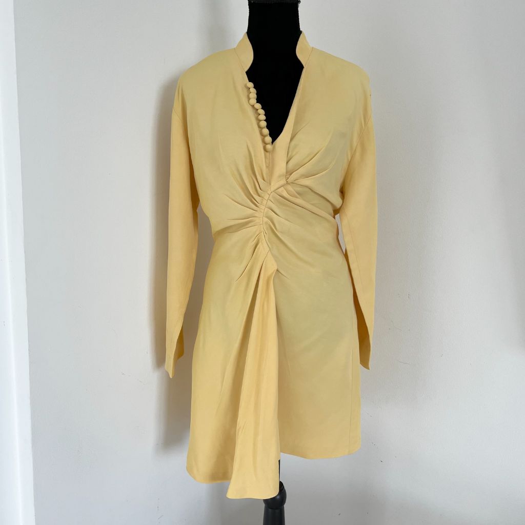 Sandro Pleated Button Detail Longsleeve dress - BOPF | Business of Preloved Fashion