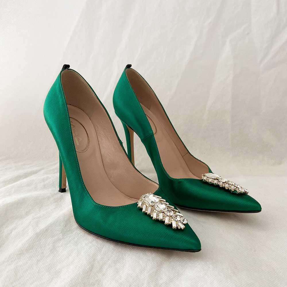 Sarah Jessica Parker Green Satin Tempest pumps, 37.5 - BOPF | Business of Preloved Fashion