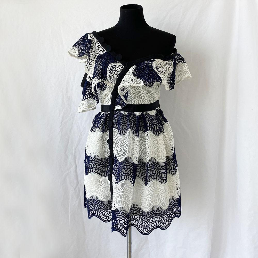 Self-Portrait Wave Guipure Frill Mini Dress - BOPF | Business of Preloved Fashion