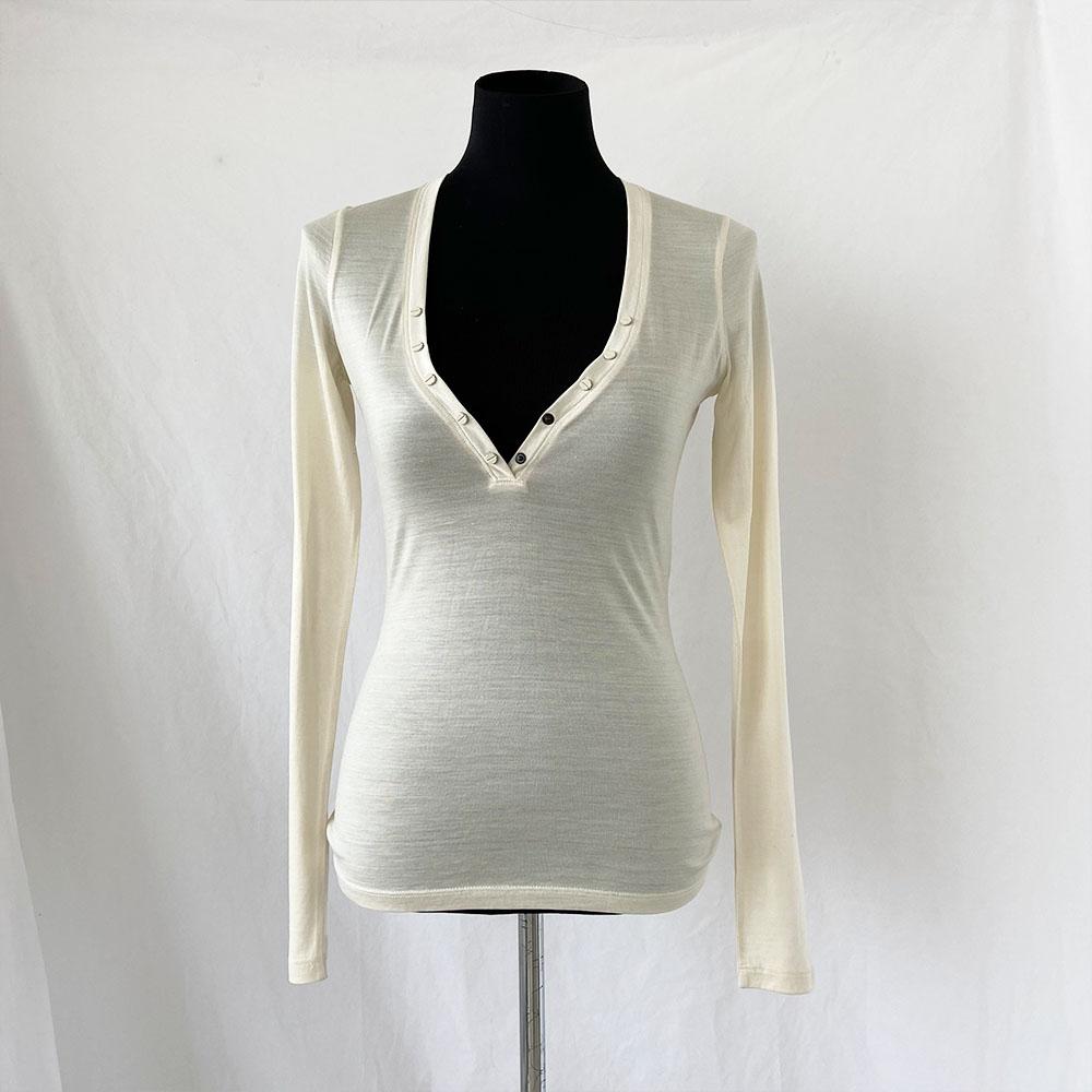 Tom Ford Off-white V neck Button Detail Top - BOPF | Business of Preloved Fashion