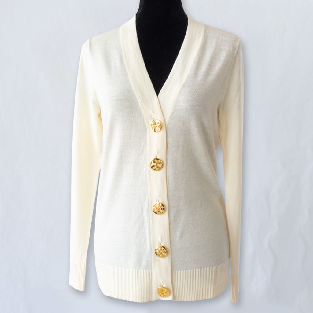 Tory Burch Beige Wool Cardigan - BOPF | Business of Preloved Fashion