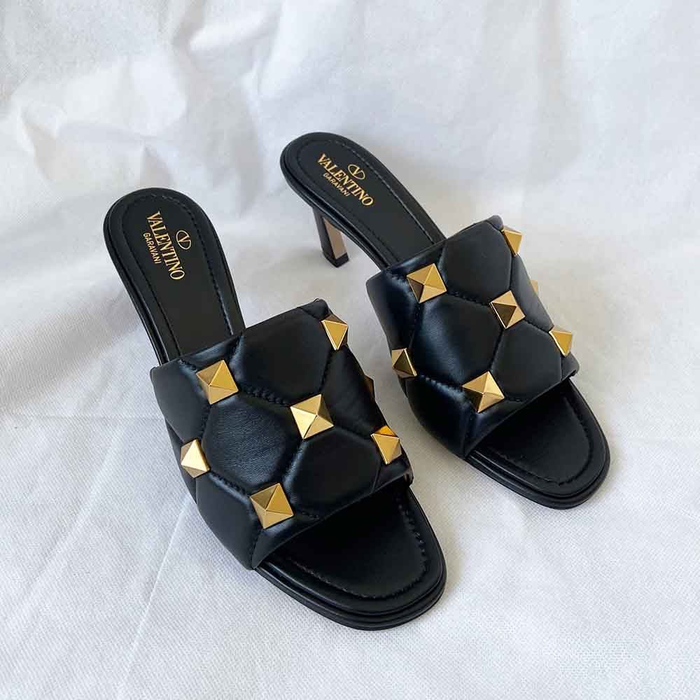 Valentino black leather Roman stud mules, 41 - BOPF | Business of Preloved Fashion