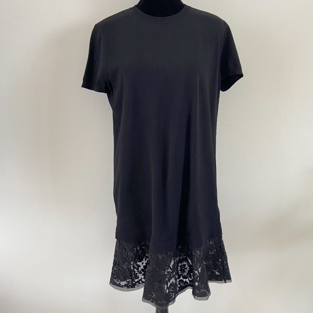 Valentino Black Short Sleeve Lace Hem Dress - BOPF | Business of Preloved Fashion