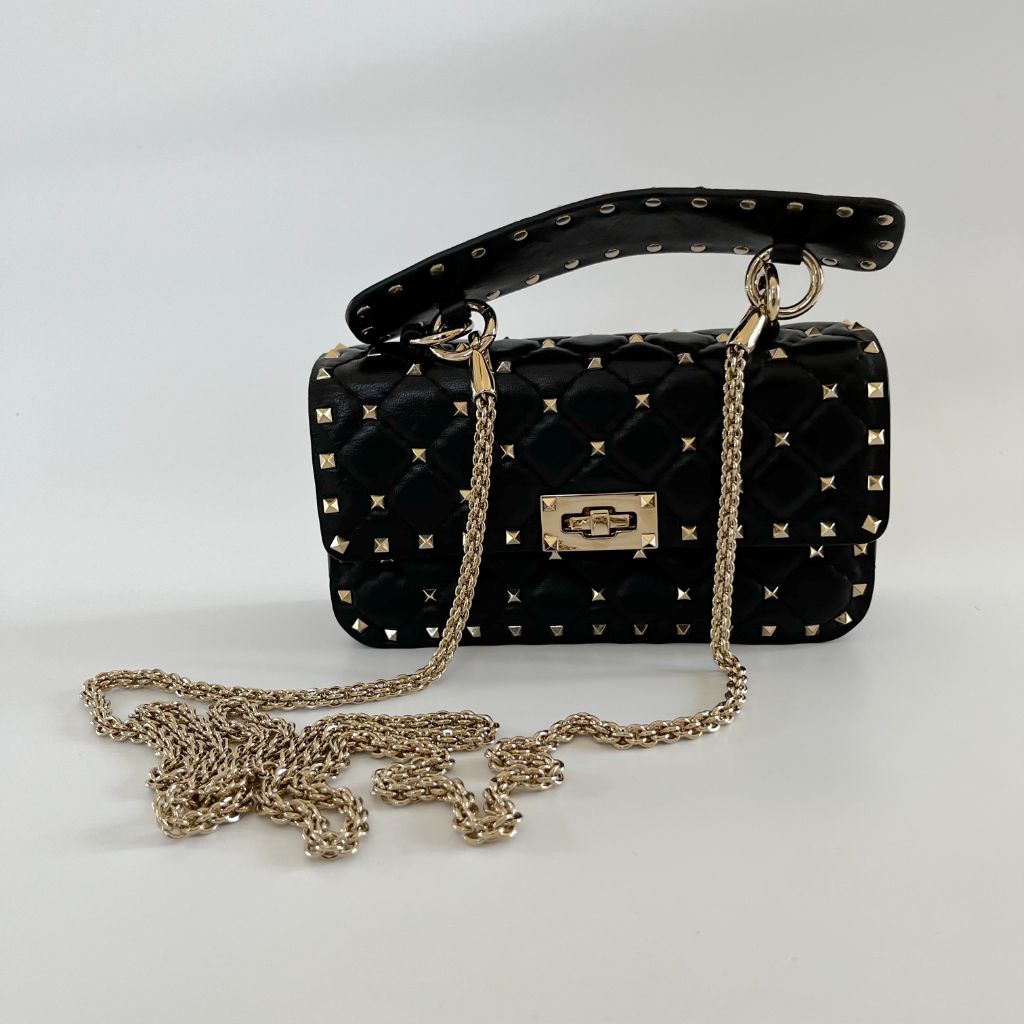 Valentino Garavani Rockstud Spike Foldover Top Shoulder Bag - BOPF | Business of Preloved Fashion