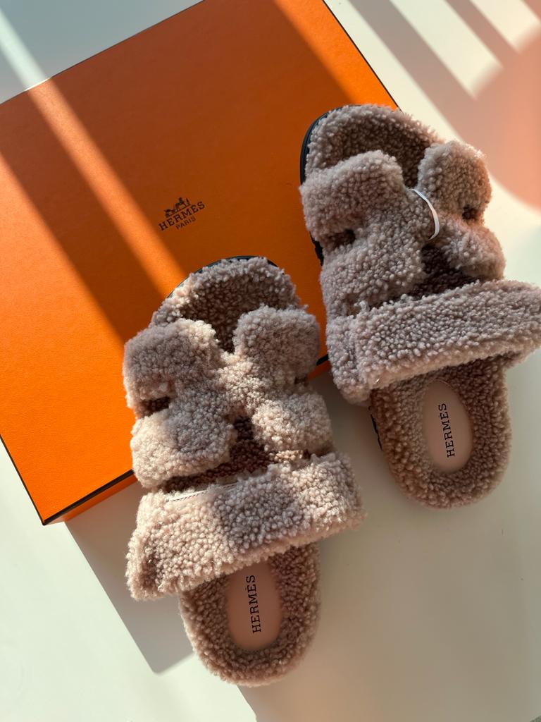 Hermes slippers furry Clearance