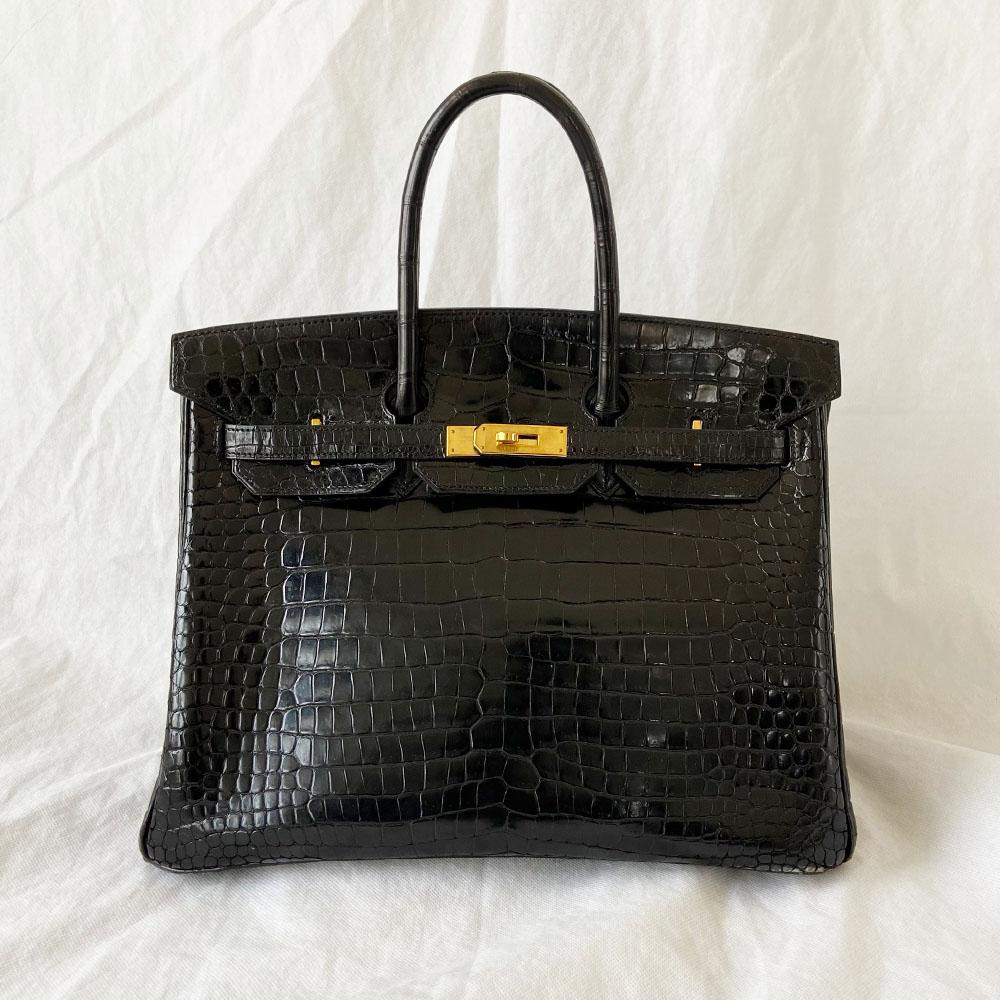 Louis Vuitton Alma shoulder bag black shinny crocodile leather
