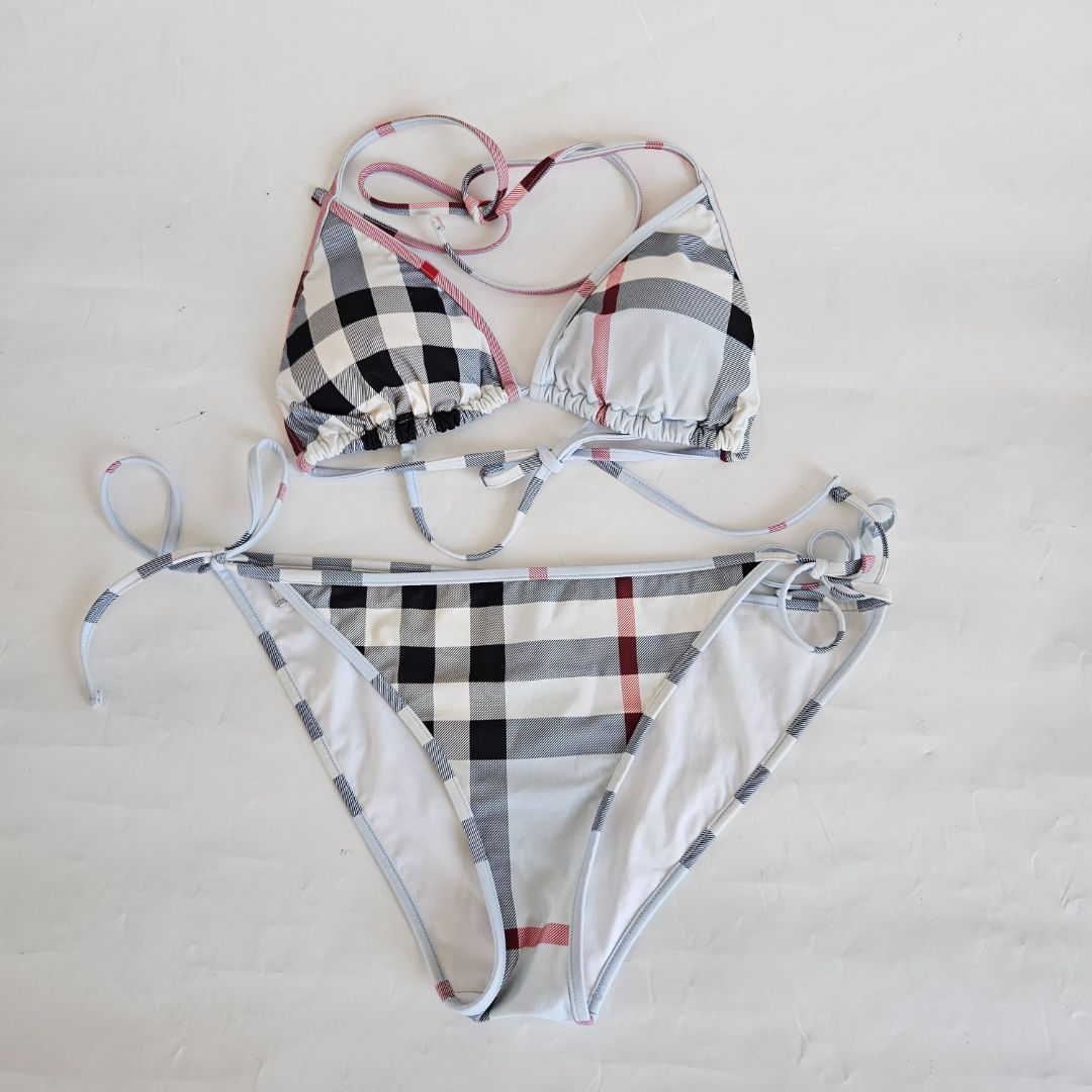 Burberry blue check two piece swimsuit