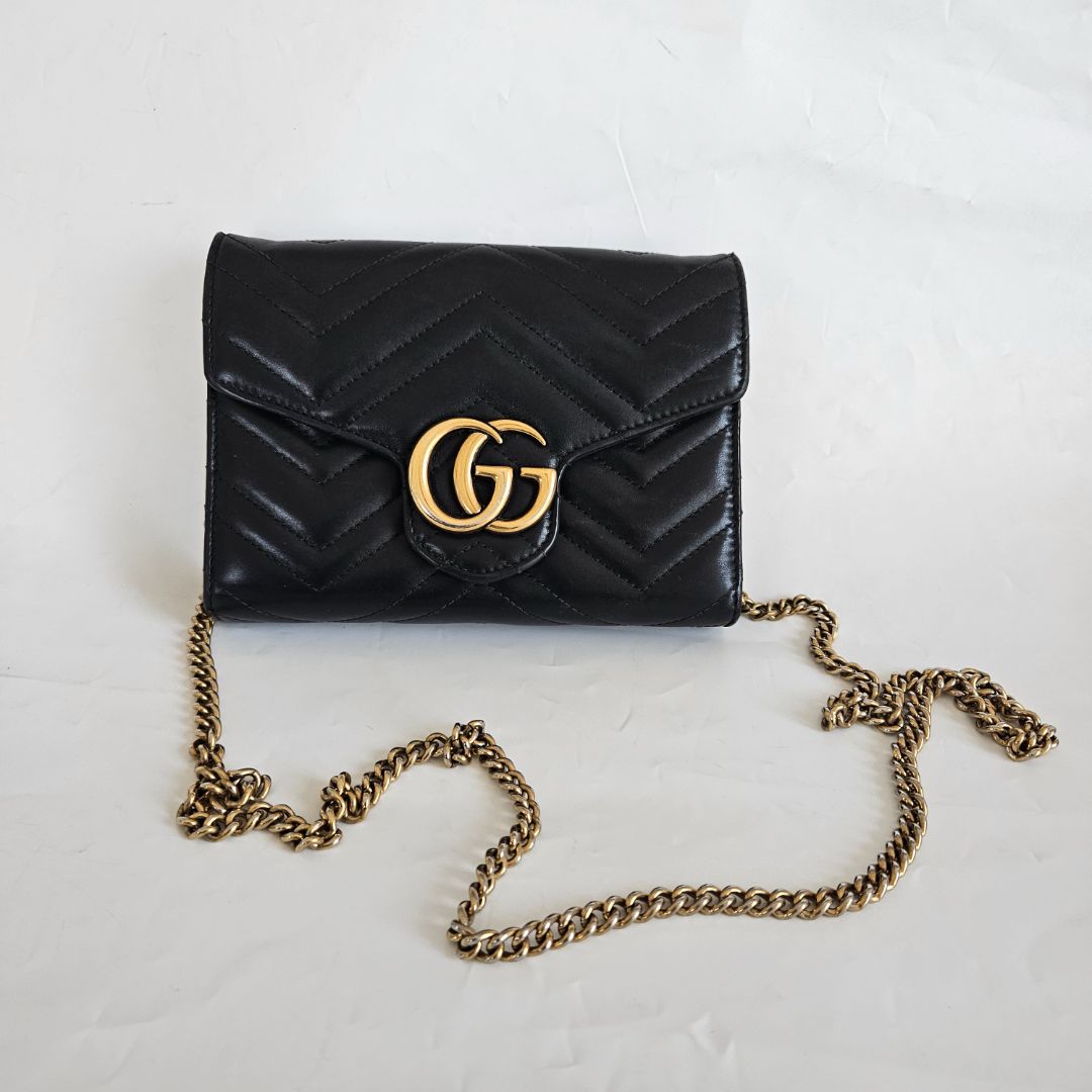 Gucci marmont chevron chain wallet bag online