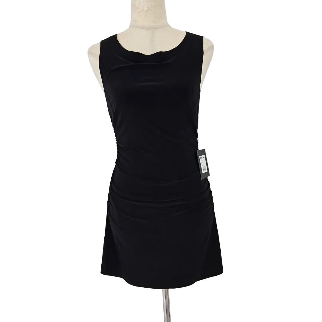 Norma Kamali Ruched stretch-jersey black mini dress