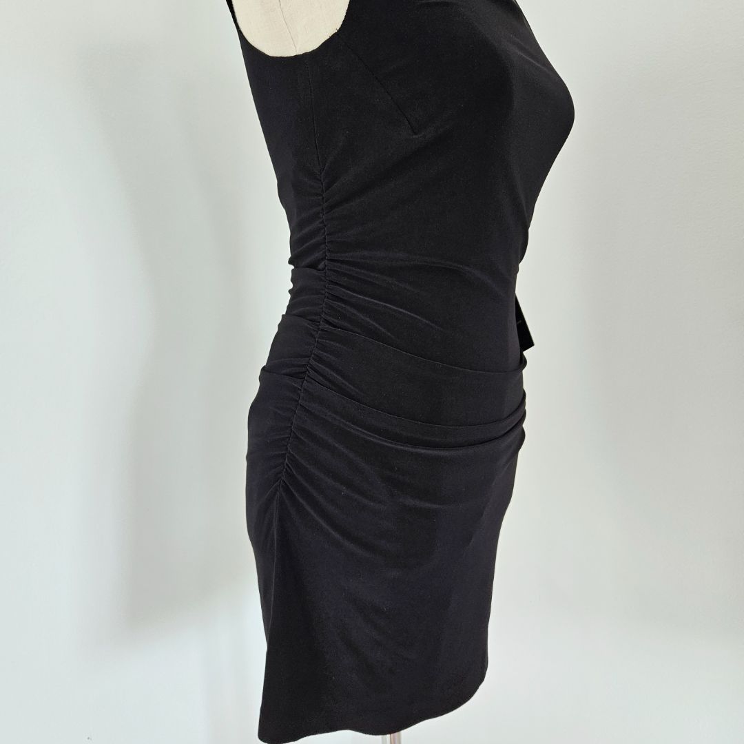 Norma Kamali Ruched stretch-jersey black mini dress - BOPF Norma Kamali Ruched stretch-jersey black mini dress - BOPF