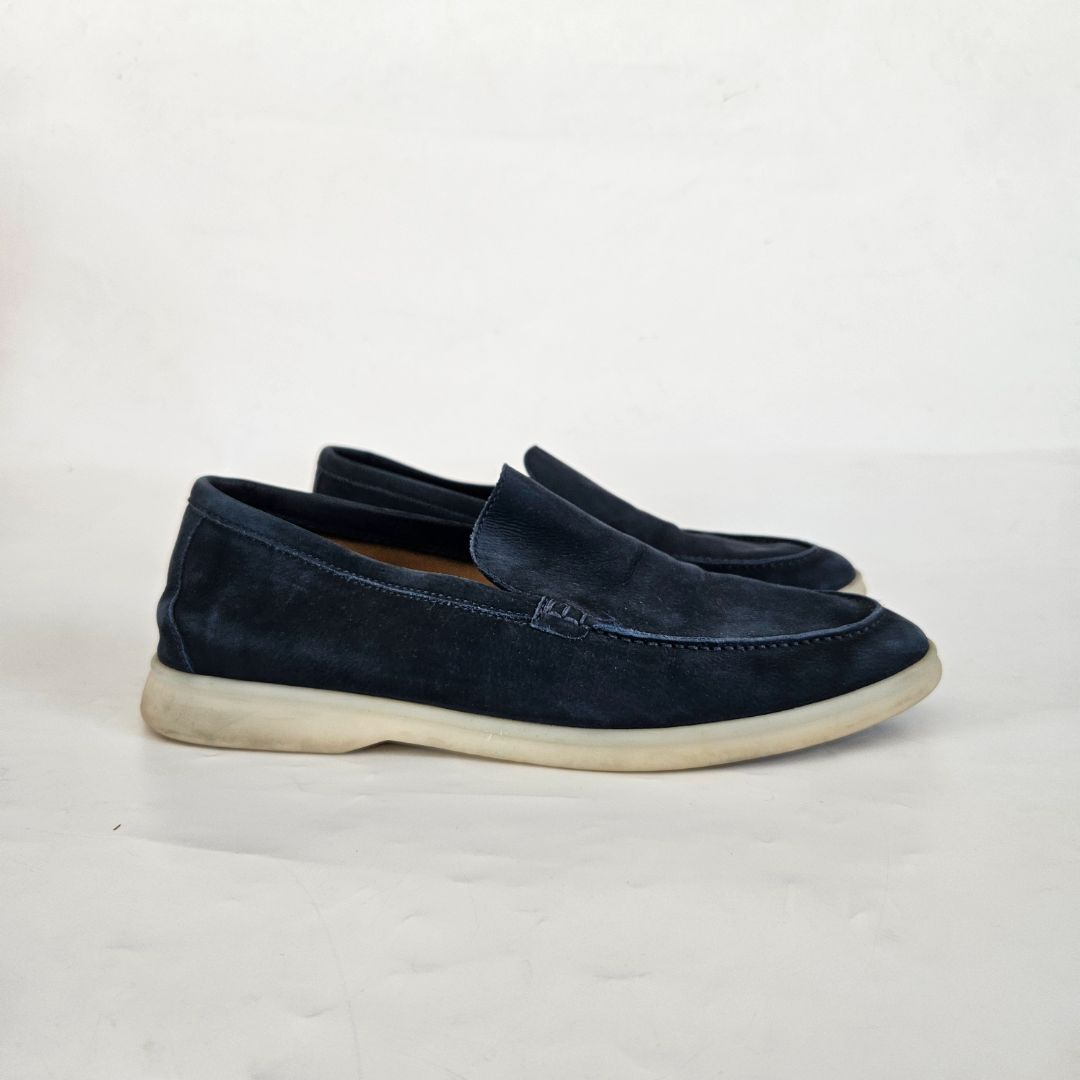 Loro Piana Navy Suede Summer Walk Loafer, 39 - BOPF | Business of