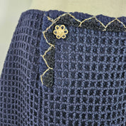 Chanel 15A Salzburg Braid trim navy blue tweed mini skirt