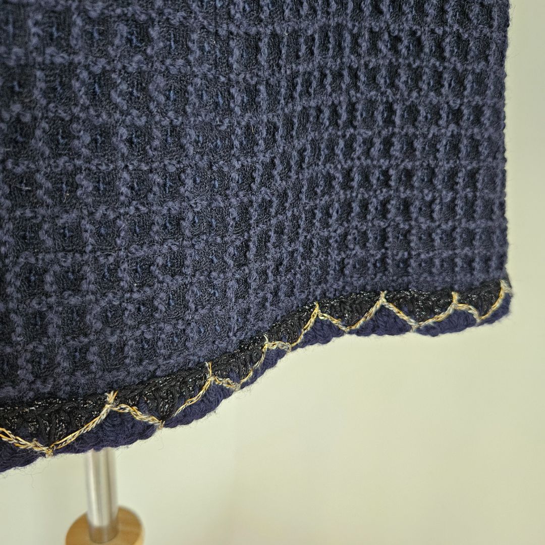 Chanel 15A Salzburg Braid trim navy blue tweed mini skirt