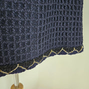 Chanel 15A Salzburg Braid trim navy blue tweed mini skirt