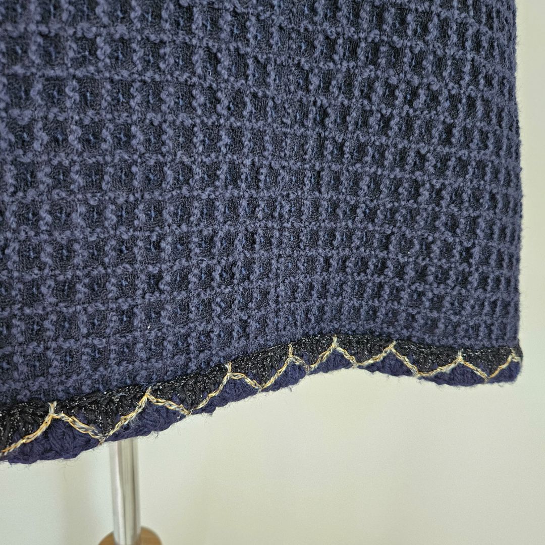 Chanel 15A Salzburg Braid trim navy blue tweed mini skirt