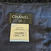 Chanel 15A Salzburg Braid trim navy blue tweed mini skirt