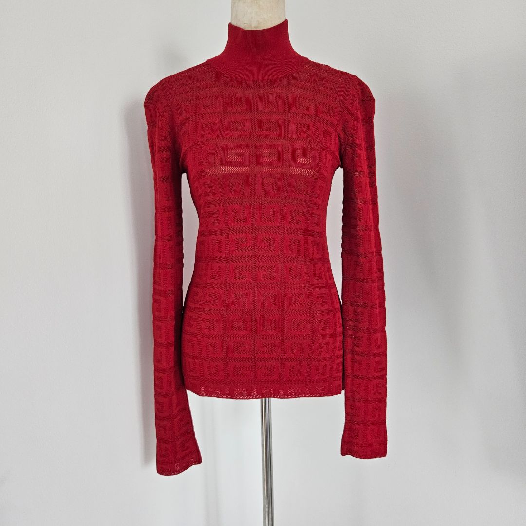 Givenchy 4G red High Neck long sleeve top