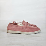 Loro Piana Pink Suede Summer Charm Loafer, 37.5