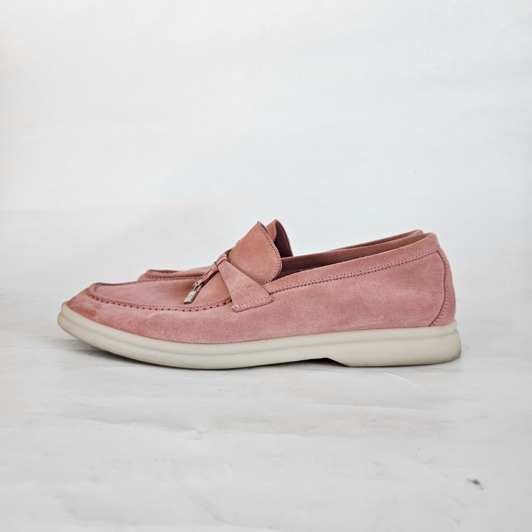 Loro Piana Pink Suede Summer Charm Loafer, 37.5