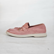 Loro Piana Pink Suede Summer Charm Loafer, 37.5