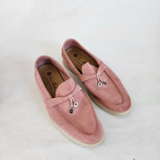 Loro Piana Pink Suede Summer Charm Loafer, 37.5