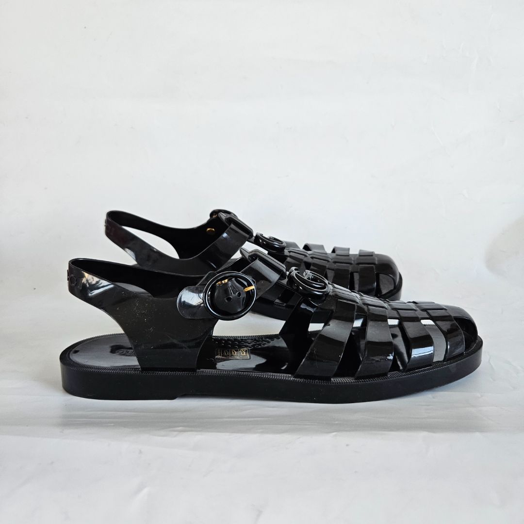 Gucci Double G Rubber Sandals, size 11
